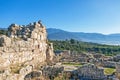 Mother with kids looking at acropolis of Xanthos ancient city