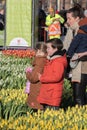 Mother With Kids At The National Tulip Day At Amsterdam The Netherlands 21-1-2023