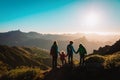 Mother with kids travel in mountains, family hiking Royalty Free Stock Photo