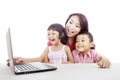 Mother and kids using computer Royalty Free Stock Photo