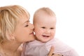 Mother kiss her baby girl and dreaming Royalty Free Stock Photo