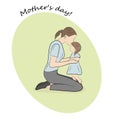 Mother kisses a small daughter. mothers Day. vector illustration.