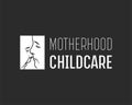 Mother kissing her baby child silhouette logo. Motherhood and Childcare logo design template