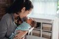 Mother kissing her little daughter Royalty Free Stock Photo