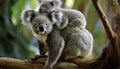 Mother koala carries her joey on her back Royalty Free Stock Photo