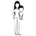 mother lifting son characters Royalty Free Stock Photo