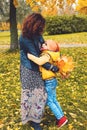 Mother and little child boy walking and playing Royalty Free Stock Photo