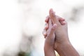 Mother and little child girl holding hands raised together Royalty Free Stock Photo