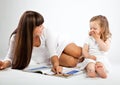 Mother and little daughter reading book Royalty Free Stock Photo