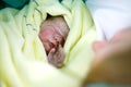 Mother looking for first time her baby being born via Caesarean Section Royalty Free Stock Photo