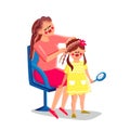 Mother Making Daughter Beautiful Hairstyle Vector