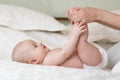 Little baby with mum is making massage Royalty Free Stock Photo