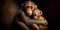 A mother monkey holds the wife of her beloved child Generative AI