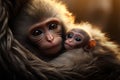 Mother monkey nurtures child, epitomizing love for family bonds