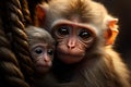 Mother monkey nurtures child, epitomizing love for family bonds