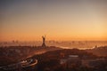 Mother Motherland monument at sunset. In Kiev, Ukraine. Royalty Free Stock Photo