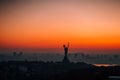 Mother Motherland monument at sunset. In Kiev, Ukraine. Royalty Free Stock Photo