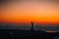 Mother Motherland monument at sunset. In Kiev, Ukraine. Royalty Free Stock Photo