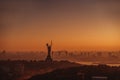 Mother Motherland monument at sunset. In Kiev, Ukraine. Royalty Free Stock Photo