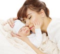 Mother Newborn Baby Family Portrait, Mom with New Born Kid Royalty Free Stock Photo