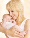 Mother and Newborn Baby Family Portrait, Woman Embrace New Born Royalty Free Stock Photo