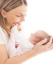 Mother and Newborn Baby, Mom holding on Hands New Born Kid Royalty Free Stock Photo