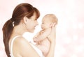 Mother and Newborn Baby, Mom Looking to New Born Child Royalty Free Stock Photo