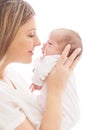 Mother with Newborn Baby, Mom looking to New Born Kid Face Royalty Free Stock Photo