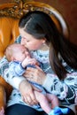 Mother with the newborn son Royalty Free Stock Photo