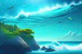 Mother Ocean Day Background Generative AI