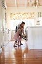 Mother, oven or kid baking in kitchen as a happy family with a young girl learning cookies recipe at home. Cake, girl Royalty Free Stock Photo