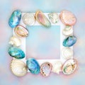 Mother of Pearl Seashell Background Border Royalty Free Stock Photo