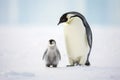 Mother penguin with her offspring. Generative AI Royalty Free Stock Photo