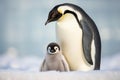 Mother penguin with her offspring. Generative AI Royalty Free Stock Photo