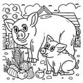 Mother Pig and Piglet Coloring Page for Kids