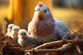 Mother pigeon keeps a watchful eye on her returning fledglings