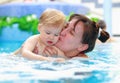 Mother play with her child in swimming-pool Royalty Free Stock Photo