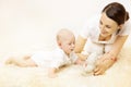 Mother Playing Baby, Newborn Kid Boy Play Toy, Family and Child Royalty Free Stock Photo