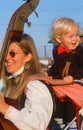 A mother playing the standup bass with her young son, Hannibal, MO Royalty Free Stock Photo