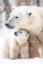 Mother Polar Bear and Her Cub . AI generated Illustration