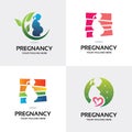 Mother Pregnant Logo Set Design Template Collection