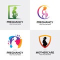 Mother Pregnant Logo Set Design Template Collection