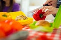 Mother preparing healthy and tasty lunch box for child Royalty Free Stock Photo