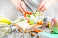 Mother preparing school lunch box Royalty Free Stock Photo