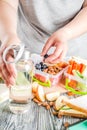 Mother preparing school lunch box Royalty Free Stock Photo