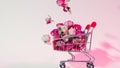 Mother present flower shopping full trolley roses