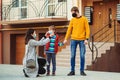 Mother puts her son a face mask. Parents and kid wearing a surgical mask. Stop the coronavirus spreading. Coronavirus quarantine