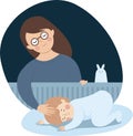 Mother putting her baby to sleep in a crib. Woman is singing a lullaby for her newborn child Royalty Free Stock Photo