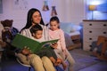 Mother reading bedtime story to children at home Royalty Free Stock Photo