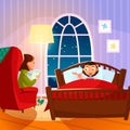 Mother reading bedtime story to her douther. Royalty Free Stock Photo